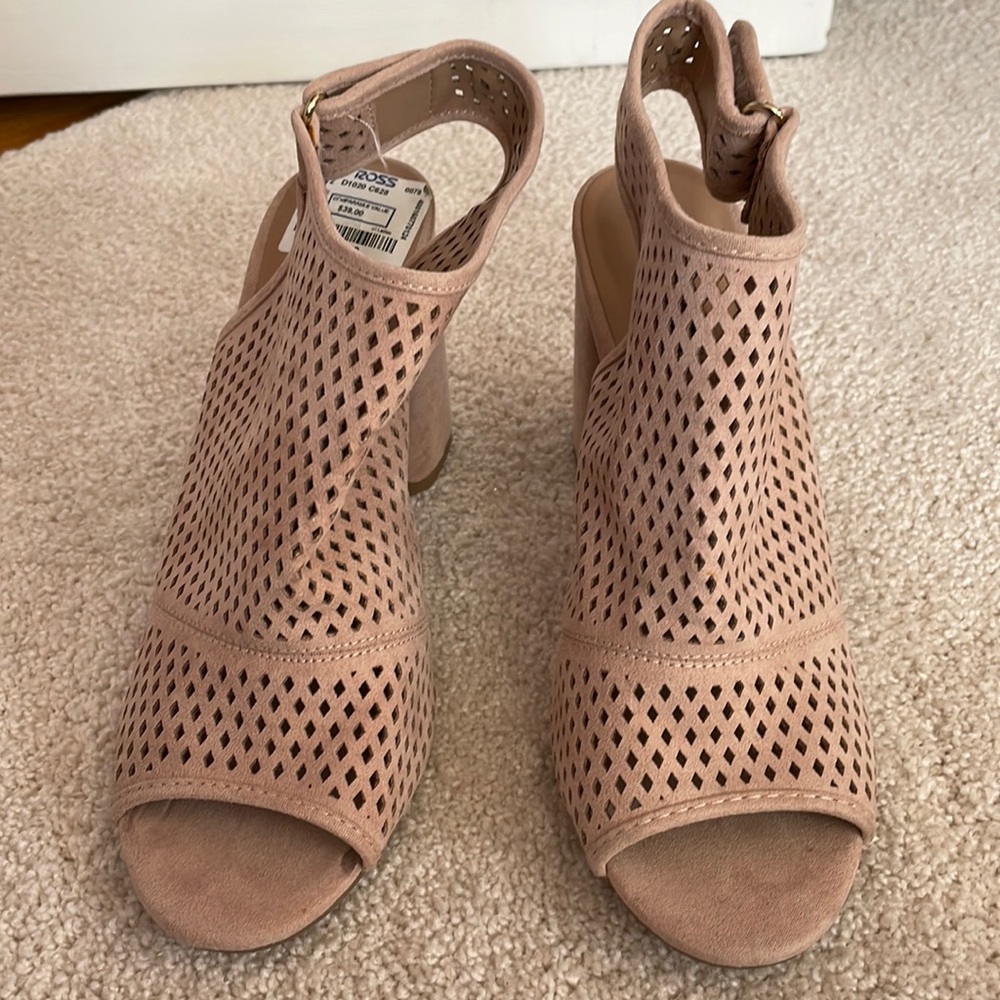 Blush pink heeled sandals